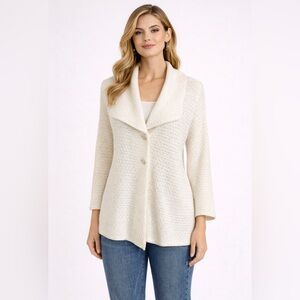 Anthropologie Classiques Entier M Medium Cardigan Sweater Cotton Linen Cream NEW